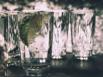 Close-up of drinks on table