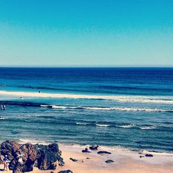 Scenic view of sea against clear sky