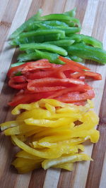 High angle view of vegetables on table