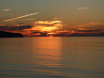 Scenic view of sea at sunset