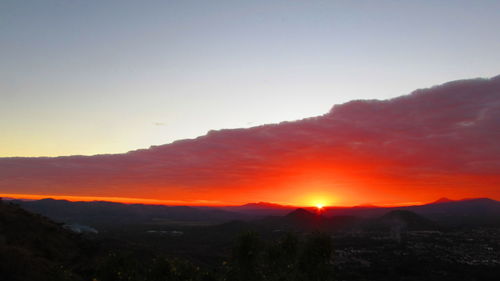 Scenic view of mountains at sunset