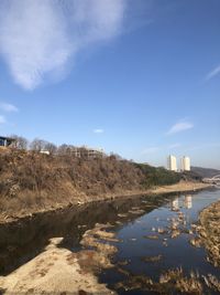 River amidst buildings against sky