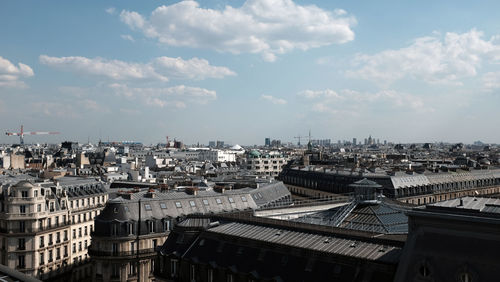 High angle view of buildings in city