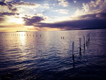 Scenic view of sunset over sea