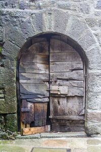 Closed door of old building