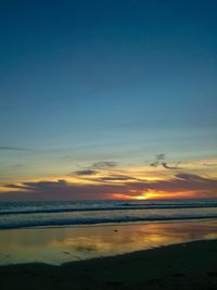 Scenic view of sea at sunset