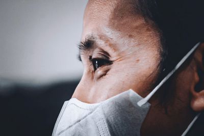 Close-up of man wearing mask