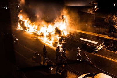 Cars on road at night