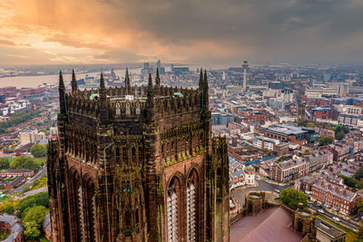 Aerial view of the liverpool cathedral in england