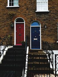 Closed door of building