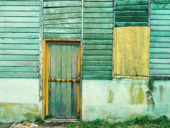 Closed door of old building