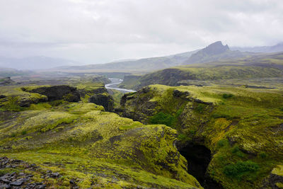 Scenic view of mountains against sky