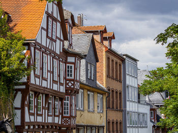 Low angle view of buildings in town