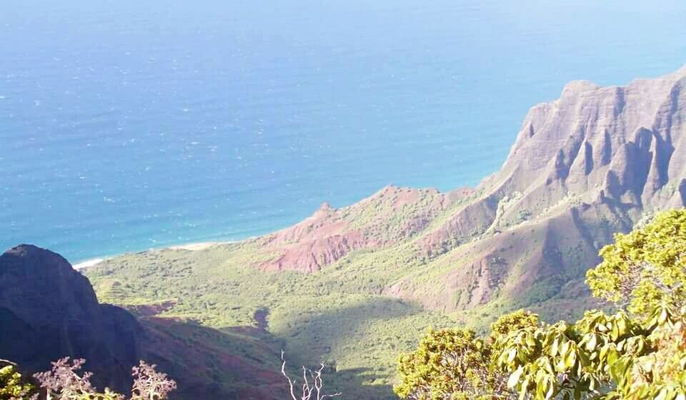 SCENIC VIEW OF SEA BY MOUNTAIN