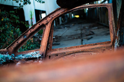 Close-up of abandoned rusty metal