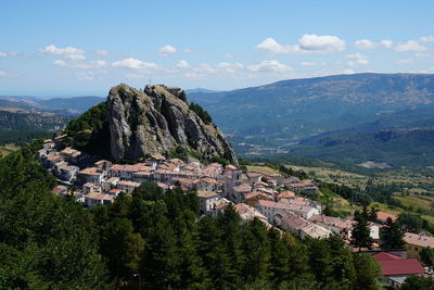 High angle view of mountain range