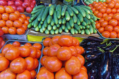 Tomatoes for sale at market stall
