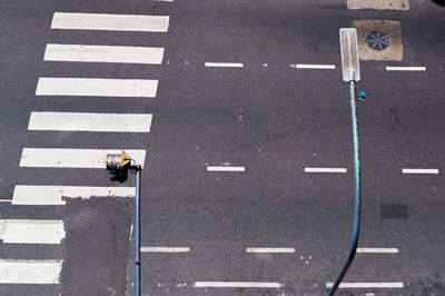 High angle view of empty city street