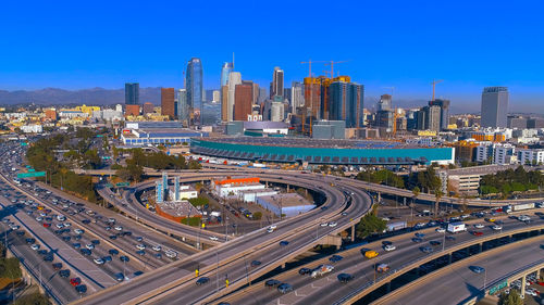 High angle view of city street