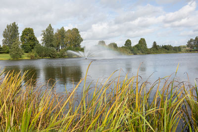 Scenic view of lake against sky