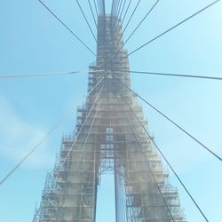 Low angle view of suspension bridge