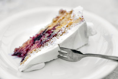 High angle view of dessert in plate