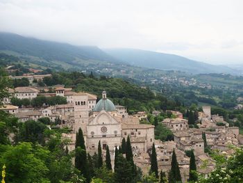 High angle view of buildings in city