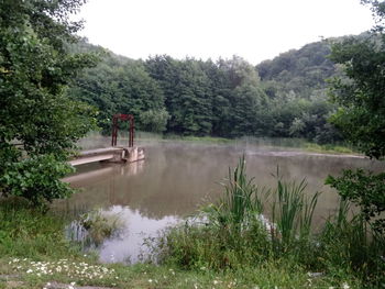 Scenic view of lake against sky