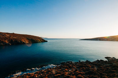 Scenic view of sea against clear sky