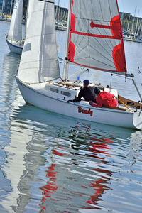 Boats sailing in sea