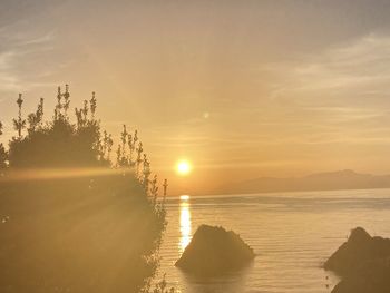 Scenic view of sea against sky during sunset