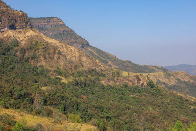 Scenic view of mountains against clear sky