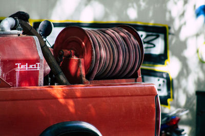 Close-up of machine part in factory