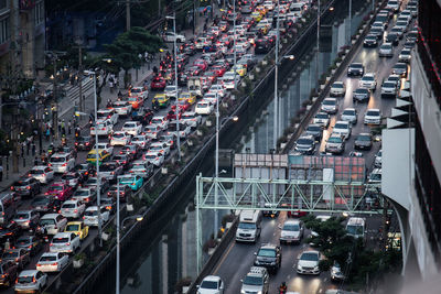 High angle view of traffic on city street