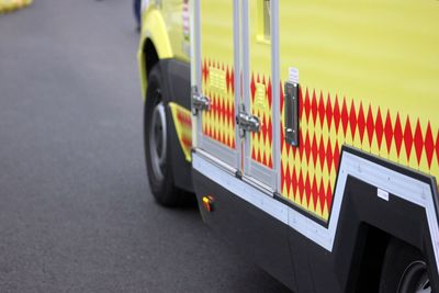 Yellow truck on road