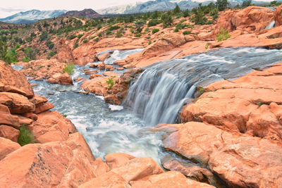 Scenic view of waterfall