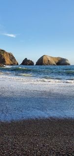 Scenic view of sea against clear sky