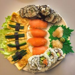 Close-up of serving food in plate