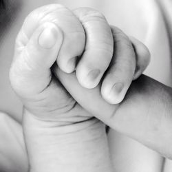 Close-up of hand holding baby