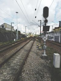 Railroad tracks against sky