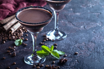 Close-up of wine glasses