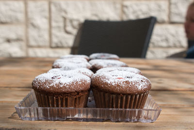 Close-up of cupcakes on table