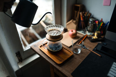 Coffee cup on table at home