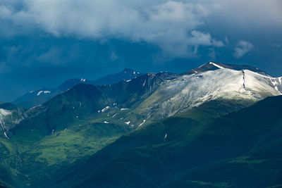 Thunderstorm and rain in the green mountains of the caucasus