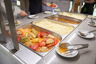 High angle view of food on table