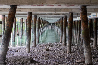 Full frame shot of pier over sea