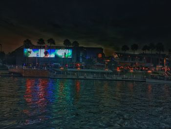 View of illuminated city at night