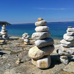 Stack of pebbles on shore