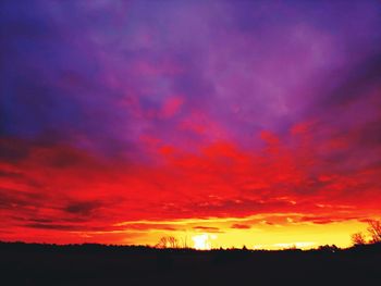 Scenic view of dramatic sky during sunset