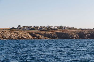 Scenic view of sea against clear sky